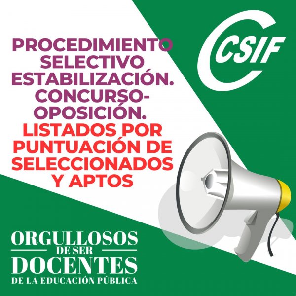 Csif Lista Por Puntuaci N De Seleccionados Y Aptos Procedimiento