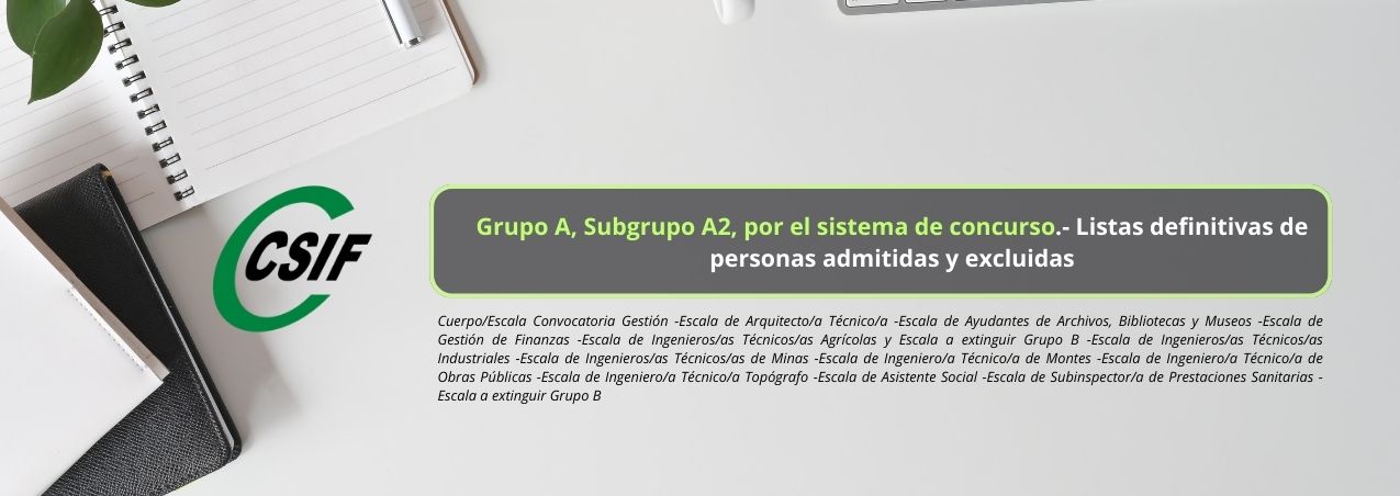 CSIF Varios Grupo A Subgrupo A2 Por El Sistema De Concurso Listas