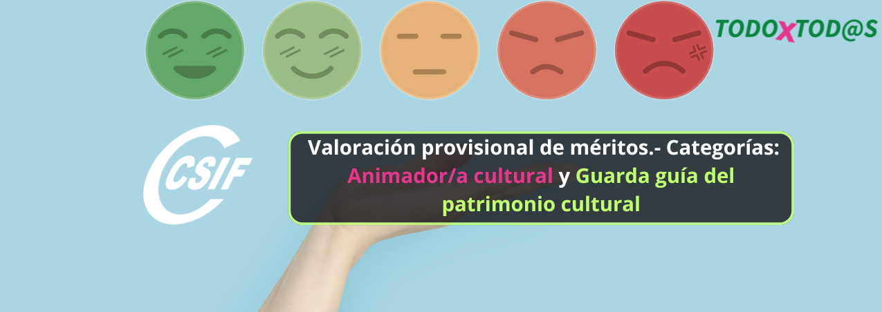 CSIF Valoración provisional de méritos Categorías Animador a