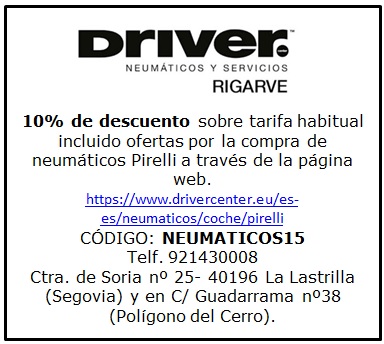 10% de descuento sobre tarifa habitual incluido ofertas por la compra de neumáticos Pirelli a través de la página web