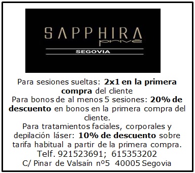 Para sesiones sueltas: 2x1 en la primera compra del cliente. Para bonos de al menos 5 sesiones 20% de descuento en la primera compra. Para tratamientos faciales, corporales y depilación láser, 10% de descuento sobre tarifa habitual.